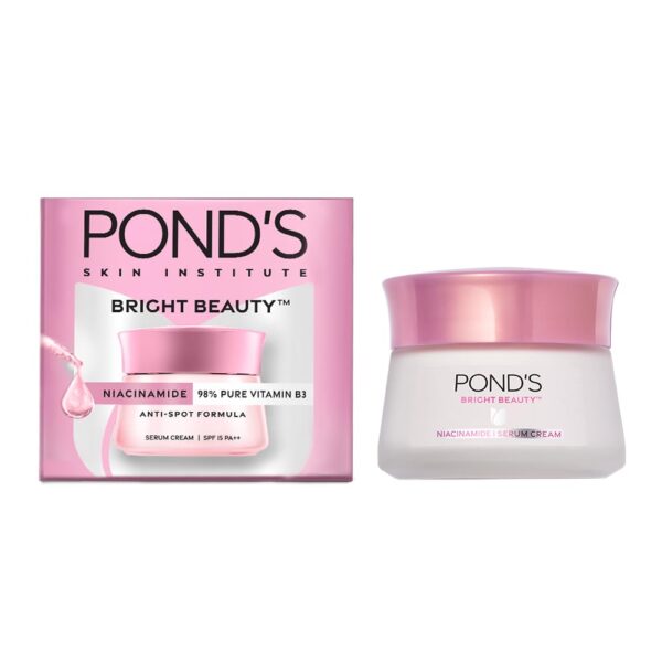 Pond's Bright Beauty Anti-Spot Serum Cream with Niacinamide and SPF 15 PA++, Fades Dark Spots and Reveals Bright Skin, 50g