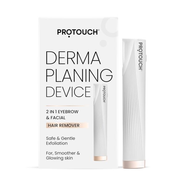 PROTOUCH Electric Dermaplaning Device | Beauty Tool | 2 in 1 Eyebrow & Face Hair Remover with Gentle Exfoliation | Quick, Painless, Smoother & Glowing Skin | 3 attachment | Easy & Safe to Use