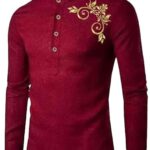 DEELMO Men's Full Sleeve Short Kurta Shirt with a Trendy Mandarin Collar Crafted from a Premium Cotton Blend for Comfort Ideal for Casual and Semi-Formal Occasions