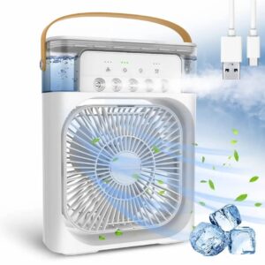 TEKCOOL Mini Cooler for Room Cooling AC Portable Mini Fan Artic Cooler with 7 Colors LED Light, 1/2/3 H Timer, 3 Wind Speeds and 3 Spray Modes for Office,Home,Dorm,Travel1