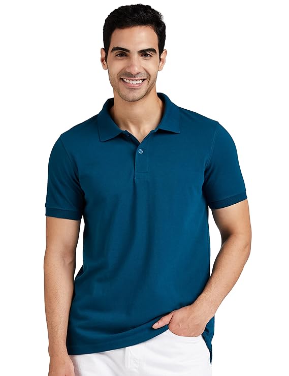 Amazon Brand - Symbol Men's Solid Cotton Rich Polo T Shirt | Collar Tshirts | Half Sleeves | Plain-Regular Fit (Available in Plus Size and Combo Pack of 2)