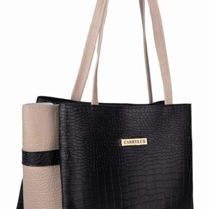 Carrylux Dual Tone Large Capacity Croco Pattern Tote Handbags Purses