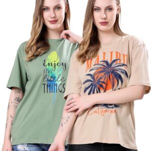 London Hills Women's Cotton Oversized Fit T-Shirt